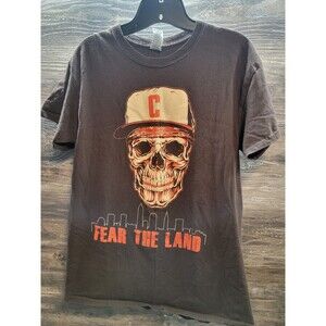 Cleveland Football Fear The Land Skull Tee Sz Medium